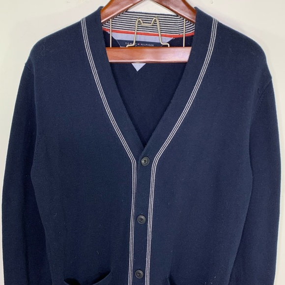 Tommy Hilfiger Navy Blue Button Down Cardigan Lg - Picture 2 of 5